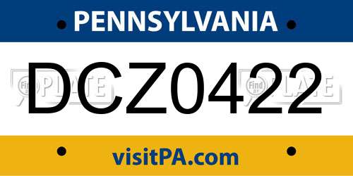 DCZ0422 Pennsylvania License Plate