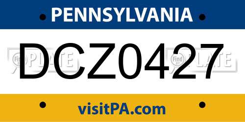 DCZ0427 Pennsylvania License Plate