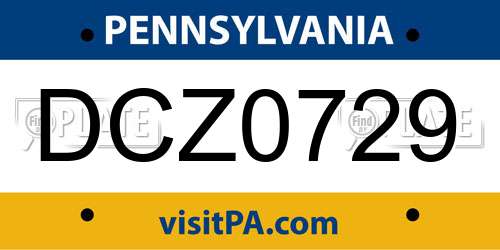 DCZ0729 Pennsylvania License Plate