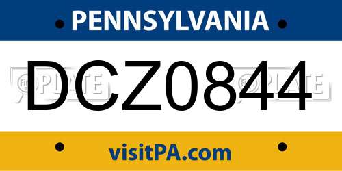 DCZ0844 Pennsylvania License Plate
