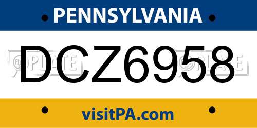 DCZ6958 Pennsylvania License Plate