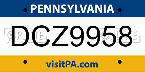 DCZ9958 Pennsylvania License Plate