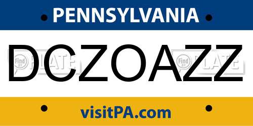 DCZOAZZ Pennsylvania License Plate