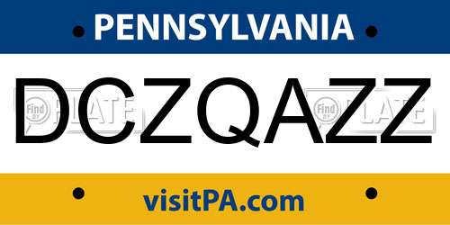 DCZQAZZ Pennsylvania License Plate