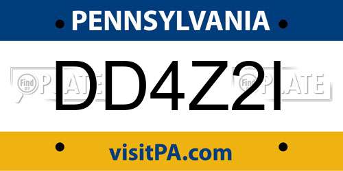 DD4Z2I Pennsylvania License Plate