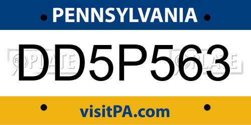 DD5P563 Pennsylvania License Plate