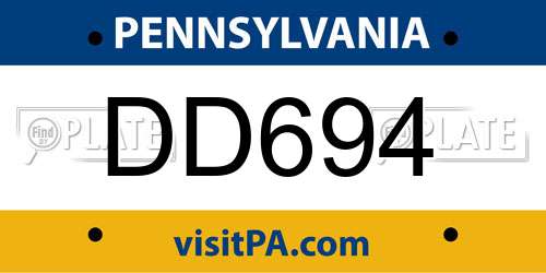 DD694 Pennsylvania License Plate