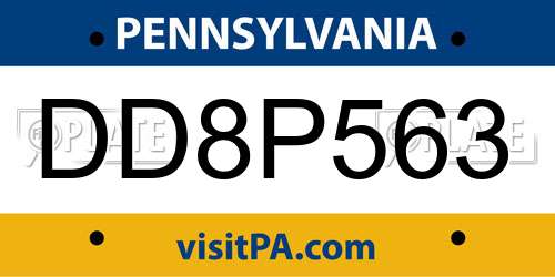 DD8P563 Pennsylvania License Plate