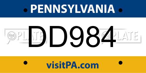 DD984 Pennsylvania License Plate