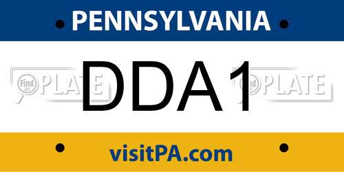 DDA1 Pennsylvania License Plate