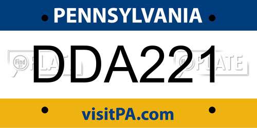 DDA221 Pennsylvania License Plate
