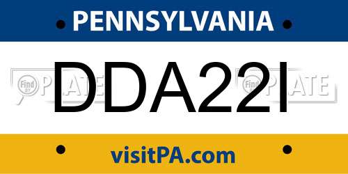 DDA22I Pennsylvania License Plate