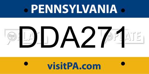 DDA271 Pennsylvania License Plate