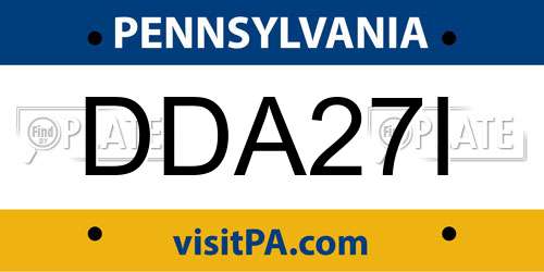 DDA27I Pennsylvania License Plate