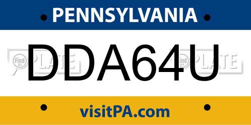 DDA64U Pennsylvania License Plate