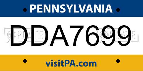 DDA7699 Pennsylvania License Plate