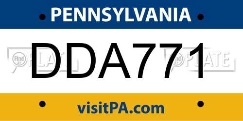 DDA771 Pennsylvania License Plate