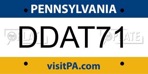 DDAT71 Pennsylvania License Plate
