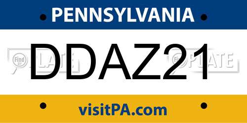 DDAZ21 Pennsylvania License Plate