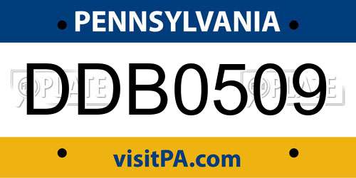 DDB0509 Pennsylvania License Plate