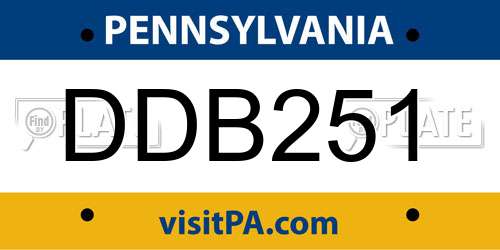 DDB251 Pennsylvania License Plate