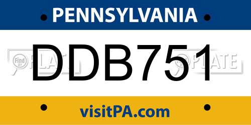 DDB751 Pennsylvania License Plate
