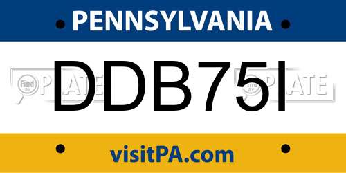 DDB75I Pennsylvania License Plate