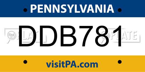 DDB781 Pennsylvania License Plate