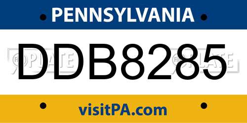 DDB8285 Pennsylvania License Plate