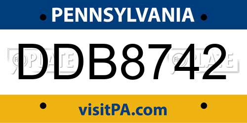 DDB8742 Pennsylvania License Plate