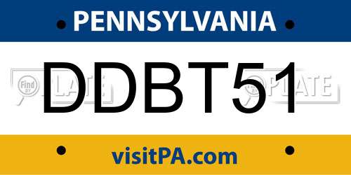 DDBT51 Pennsylvania License Plate