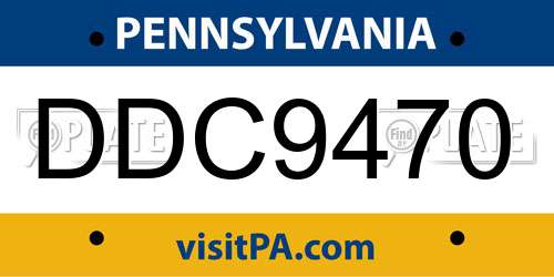 DDC9470 Pennsylvania License Plate