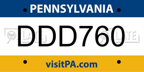 DDD760 Pennsylvania License Plate