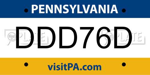 DDD76D Pennsylvania License Plate