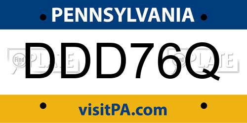 DDD76Q Pennsylvania License Plate