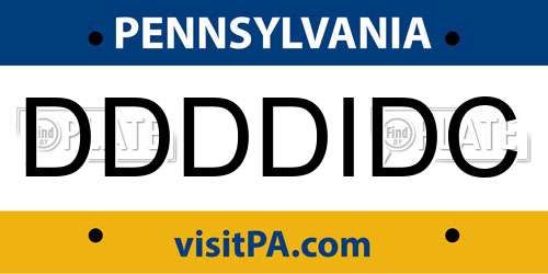 DDDDIDC Pennsylvania License Plate