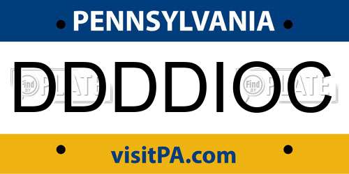 DDDDIOC Pennsylvania License Plate