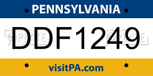 DDF1249 Pennsylvania License Plate