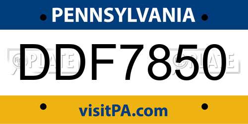 DDF7850 Pennsylvania License Plate