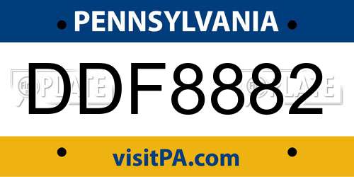 DDF8882 Pennsylvania License Plate