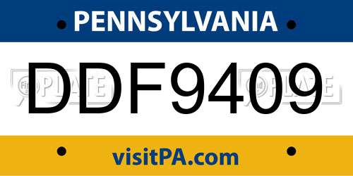 DDF9409 Pennsylvania License Plate