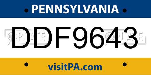 DDF9643 Pennsylvania License Plate