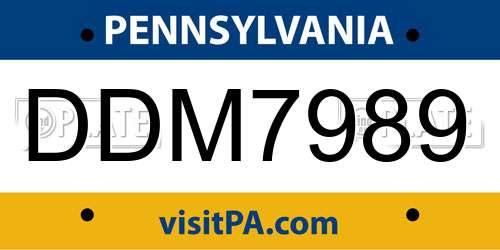 DDM7989 Pennsylvania License Plate