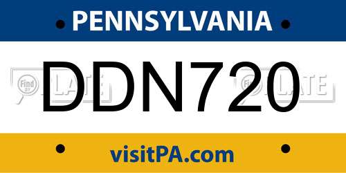 DDN720 Pennsylvania License Plate