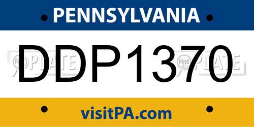 DDP1370 Pennsylvania License Plate