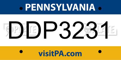 DDP3231 Pennsylvania License Plate