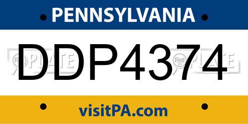 DDP4374 Pennsylvania License Plate