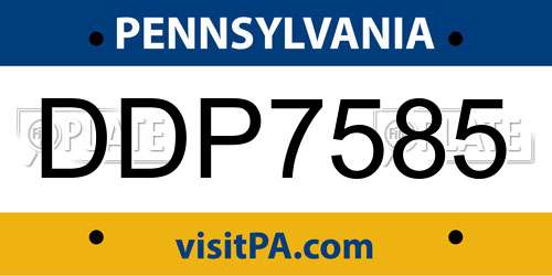 DDP7585 Pennsylvania License Plate