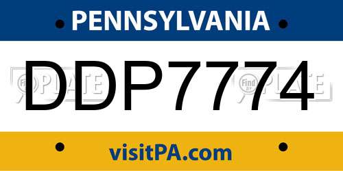 DDP7774 Pennsylvania License Plate