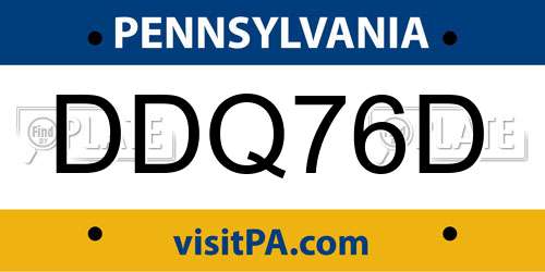 DDQ76D Pennsylvania License Plate